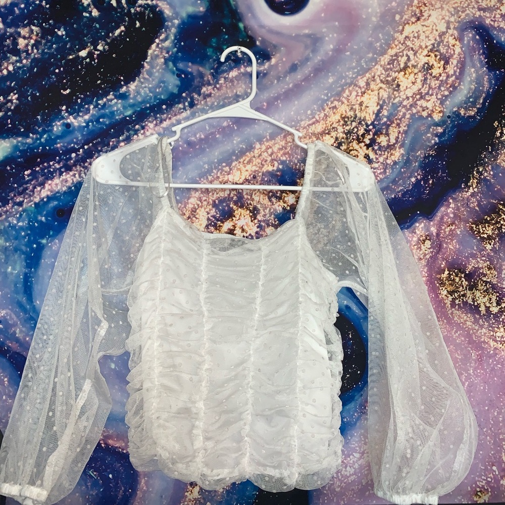 Cropped White Sheer Top